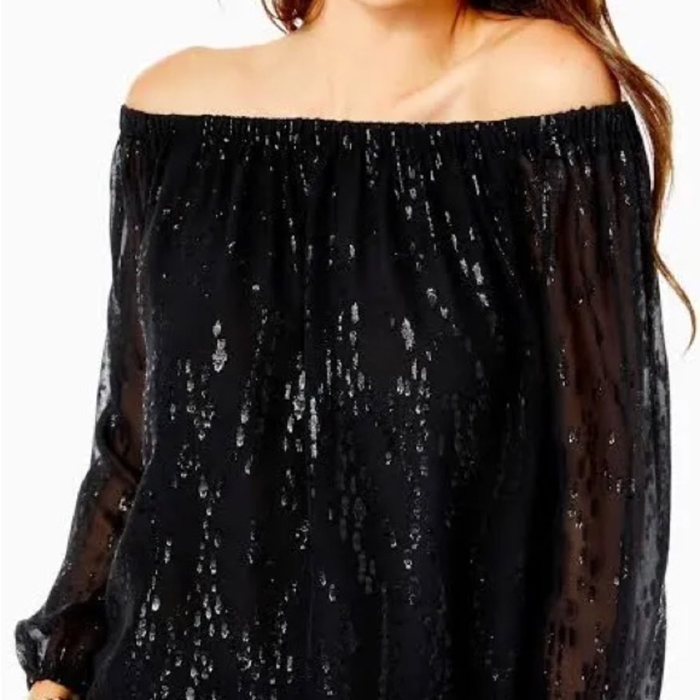 Lilly Pulitzer Black Chiffon Top